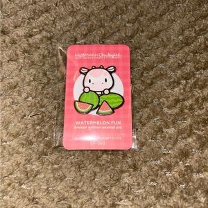 Hubman and Chubgirl 'Watermelon Fun' Enamel Pin Pink Green limited edition cow
